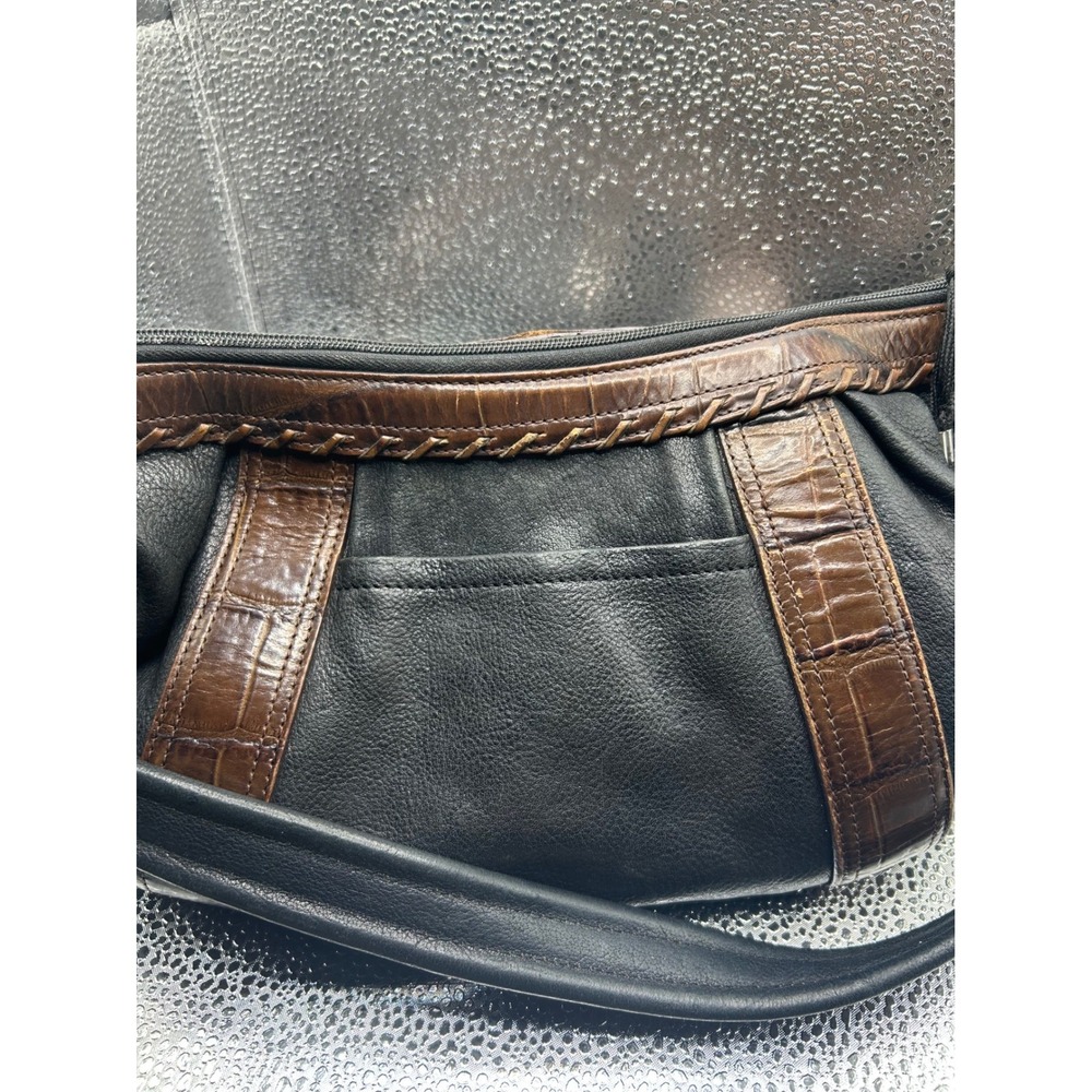 Brighton‎ Black Leather Hobo Shoulder Bag and Matching Wallet Set Croc